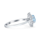 Art Deco Oval Halo Floral Ring
