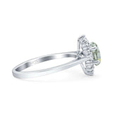 Art Deco Oval Halo Floral Ring