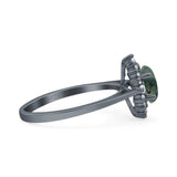 Art Deco Oval Halo Floral Ring