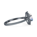 Art Deco Oval Halo Floral Ring