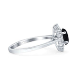 Art Deco Oval Halo Floral Ring