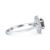 Art Deco Oval Halo Floral Ring