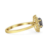 Art Deco Oval Halo Floral Ring
