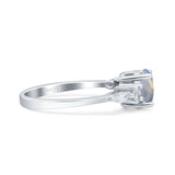 Round Five Stone Marqise Style Silver Ring