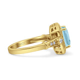 Art Deco Emerald Cut Halo Bridal Ring