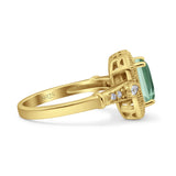 Art Deco Emerald Cut Halo Bridal Ring