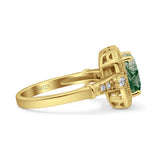 Art Deco Emerald Cut Halo Bridal Ring