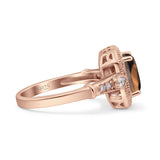 Art Deco Emerald Cut Halo Bridal Ring