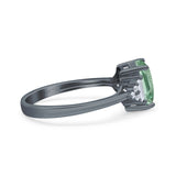 Three Stone Emerald Cut Trellis Ring