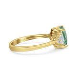 Three Stone Emerald Cut Trellis Ring