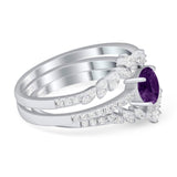 Vintage Style Round Natural Stone Floral Ring