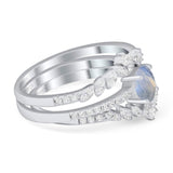 Vintage Style Round Natural Stone Floral Ring