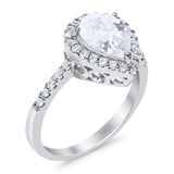 Pear Teardrop Natural Stone Halo Ring