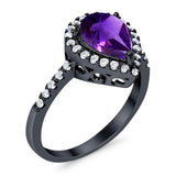 Pear Teardrop Natural Stone Halo Ring