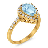 Pear Teardrop Natural Stone Halo Ring