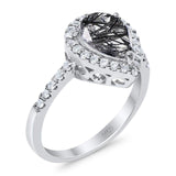 Pear Teardrop Natural Stone Halo Ring