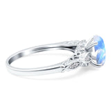 Oval Natural Stone Leaf Design Ring