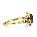 Twisted Rope Leaf Oxidized Ring
