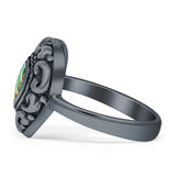 Oxidized Heart Abalone Shell Filigree Ring
