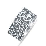 Oxidized Cross Band Faith Ring