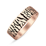 Minimalist 5.6mm Tree Bark Band Oxidized Ring 925 Sterling Silver