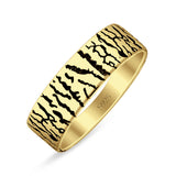 Minimalist 5.6mm Tree Bark Band Oxidized Ring 925 Sterling Silver