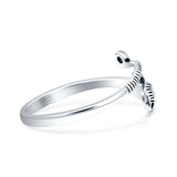 Minimalist 9mm Seahorse Ring Oxidized  925 Sterling Silver