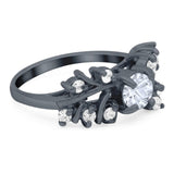 Art Deco Round Natural Stone Floral Ring