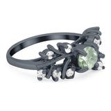 Art Deco Round Natural Stone Floral Ring