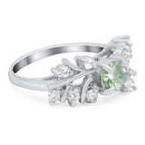 Art Deco Round Natural Stone Floral Ring