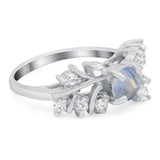 Art Deco Round Natural Stone Floral Ring
