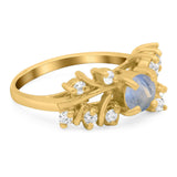 Art Deco Round Natural Stone Floral Ring