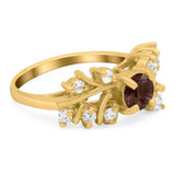 Art Deco Round Natural Stone Floral Ring