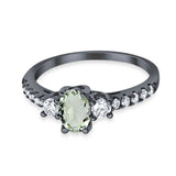 Three Stone Oval Natural Stone Trellis Ring