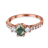 Three Stone Oval Natural Stone Trellis Ring