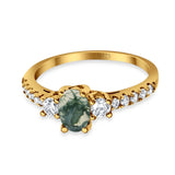 Three Stone Oval Natural Stone Trellis Ring