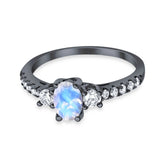 Three Stone Oval Natural Stone Trellis Ring