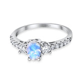 Three Stone Oval Natural Stone Trellis Ring
