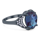 Oval Natural Stone Cluster Wedding Ring
