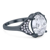 Oval Natural Stone Cluster Wedding Ring