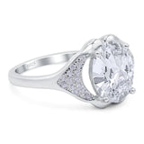 Oval Natural Stone Cluster Wedding Ring