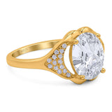 Oval Natural Stone Cluster Wedding Ring
