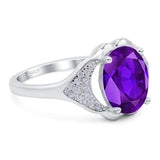 Oval Natural Stone Cluster Wedding Ring