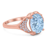 Oval Natural Stone Cluster Wedding Ring