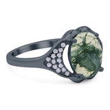 Oval Natural Stone Cluster Wedding Ring