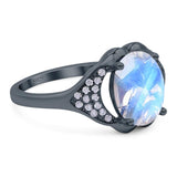 Oval Natural Stone Cluster Wedding Ring