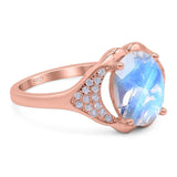 Oval Natural Stone Cluster Wedding Ring