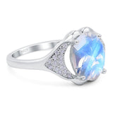 Oval Natural Stone Cluster Wedding Ring