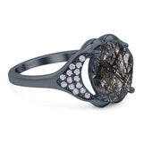 Oval Natural Stone Cluster Wedding Ring