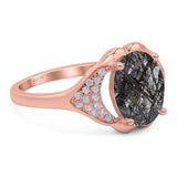 Oval Natural Stone Cluster Wedding Ring
